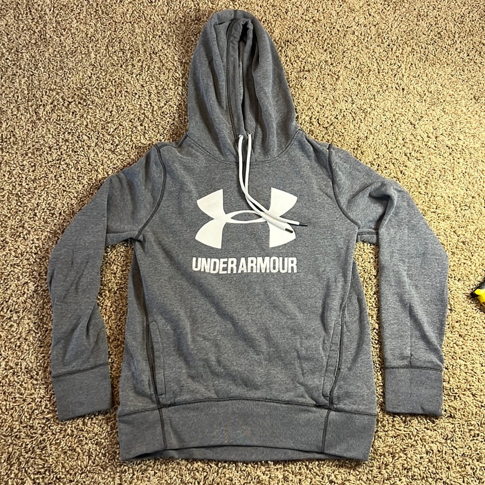 Grey Under Armor Hoodie With Pockets Size Small